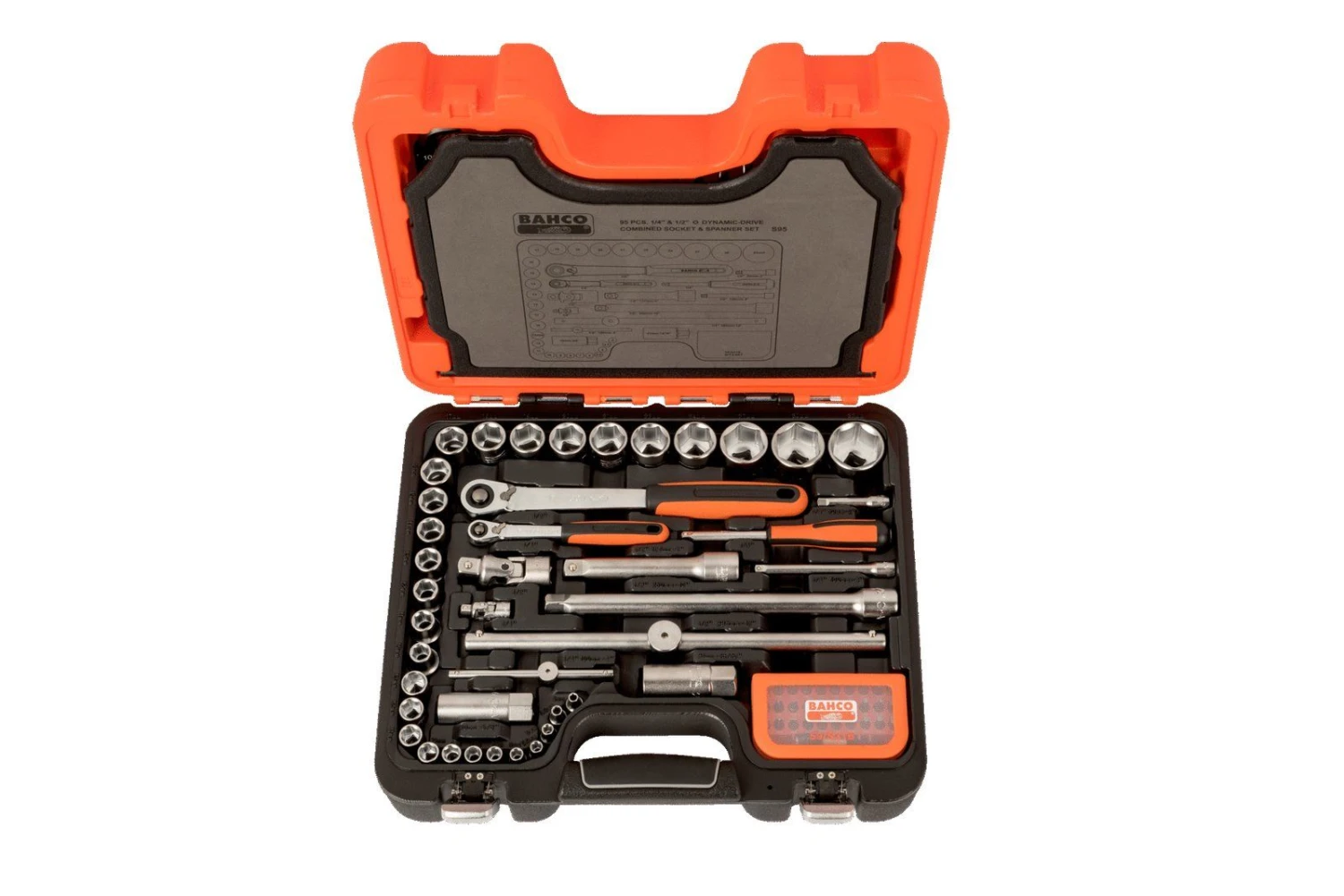 Bahco S95 Doppenset 1/4" En 1/2", Met Ring-steeksleutels, Inbussleutels En Bits, 95-delig 3 Bahco S95 Doppenset 1/4" En 1/2", Met Ring-steeksleutels, Inbussleutels En Bits, 95-delig