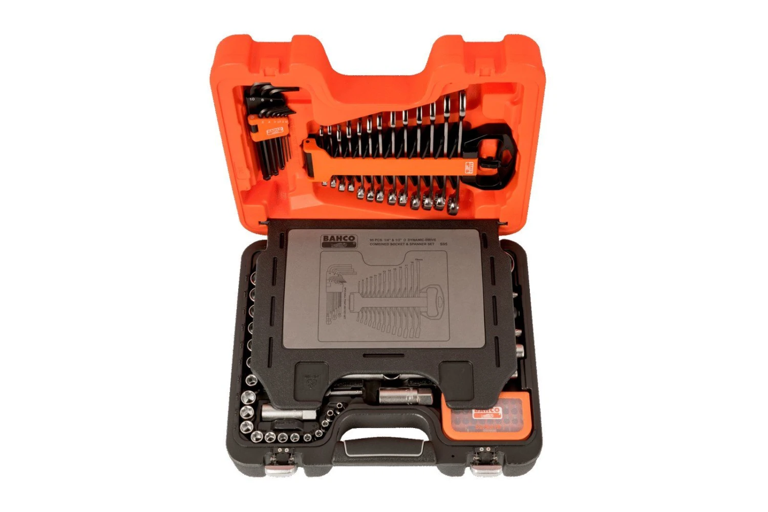 Bahco S95 Doppenset 1/4" En 1/2", Met Ring-steeksleutels, Inbussleutels En Bits, 95-delig 4 Bahco S95 Doppenset 1/4" En 1/2", Met Ring-steeksleutels, Inbussleutels En Bits, 95-delig - Afbeelding 2