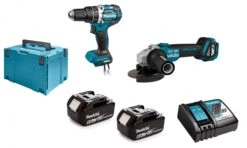 Makita DLX2272TJ 18V Li-Ion Accu Klopboor-/schroefmachine (DHP484Z) & Haakse Slijper (DGA513) Combiset (2x 5.0Ah Accu) In Mbox